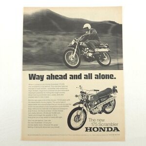 VTG Honda 175 Scrambler Advertising Print Ad Promo Art Off-Road Motorcycle 1970
